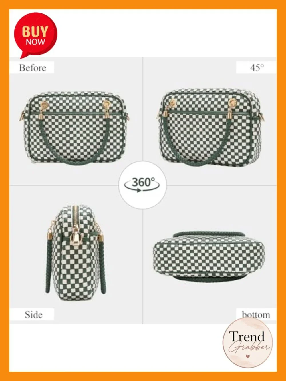 Woven Vegan Leather Crossbody Camera Bag with Braided Handle